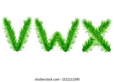 Set of fir tree letters christmas alphabet vector illustration layout