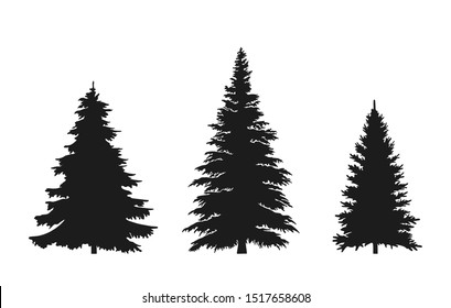 set of fir tree silhouette. Christmas and New Year design elements. Christmas trees isolated vector image