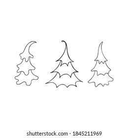 Set of fir trees. Simple decorative elements for greeting cards, posters. Hand drawn vector illustration.