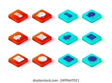 Set Fire alarm system, Water drop, hydrant, Interior fireplace, Ringing bell and truck icon. Vector