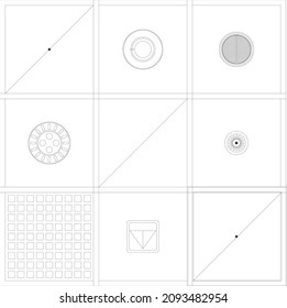 Conjunto de ilustraciones vectoriales de alarmas de fuego aisladas en fondo blanco