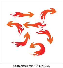 set of fire arrow vector illustration. arrow motion sign and symbol.