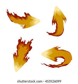 Set of fire arrows. Icons