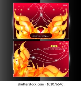 Set fire backgrounds, business card