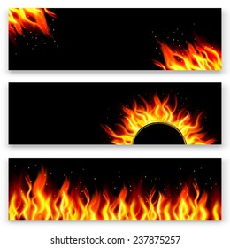 Set of fire banners. Vector illustration 