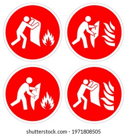 Set Of Fire Blanket Symbol Sign, Vector Illustration, Isolate On White Background Label. EPS10
