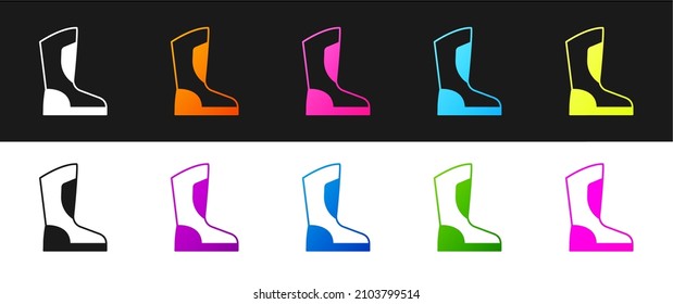 Set Fire boots icon isolated on black and white background.  Vector