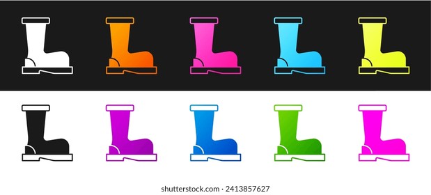 Set Fire boots icon isolated on black and white background.  Vector