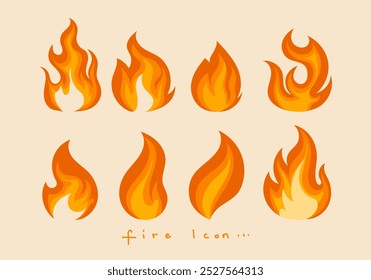 Set of fire border, fire flames, blaze icon, sign and symbol vector illustration. Hot light effect element design.