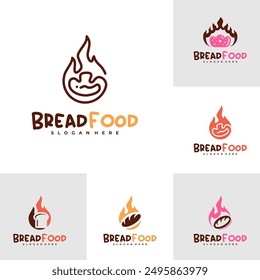 Set of Fire bread logo vector template, Creative hot bread logo design concepts