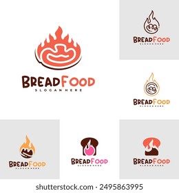 Set of Fire bread logo vector template, Creative hot bread logo design concepts