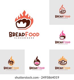 Set of Fire bread logo vector template, Creative hot bread logo design concepts