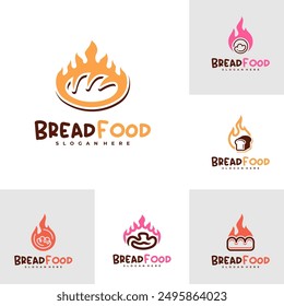 Set of Fire bread logo vector template, Creative hot bread logo design concepts