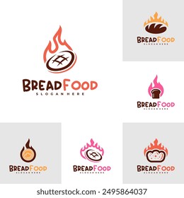 Set of Fire bread logo vector template, Creative hot bread logo design concepts