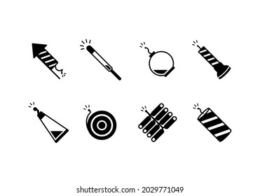 Set Of Fire Cracker Icons Vector