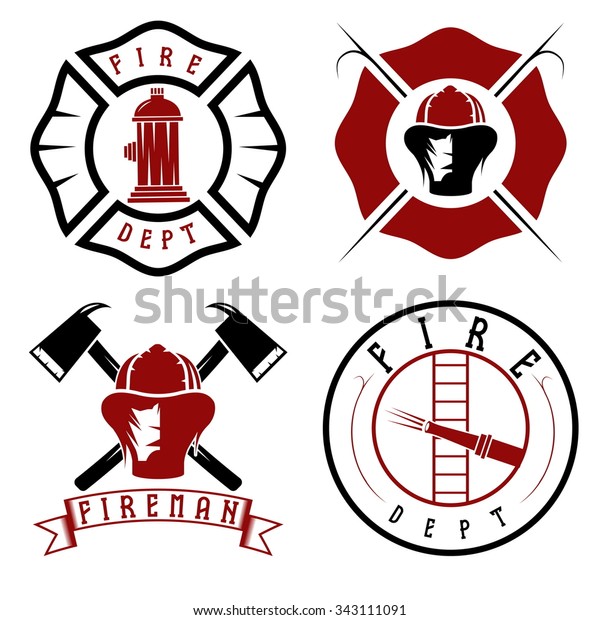 Set Fire Department Emblems Badges Stock Vector (Royalty Free) 343111091