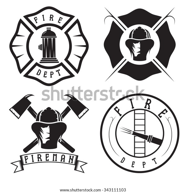 Set Fire Department Emblems Badges Stock Vector (Royalty Free) 343111103