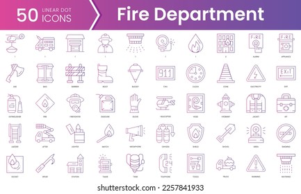 Set von Feuer-Abteilungen Symbole. Gradient Stil Symbol-Paket. Vektorgrafik