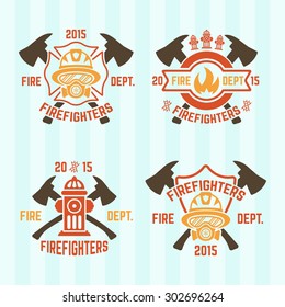 Set of fire department vector colored labels 