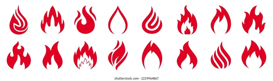 Set of fire. Different flames. Icon illustration for design - vector