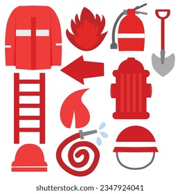 set of fire doodles element isolated on white background