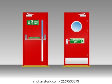 set of fire door exit isolated