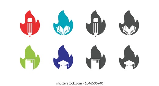 diseño del logotipo de espacio negativo de educación sobre incendios