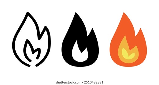 Set of Fire effect cartoon doodle, Vector.