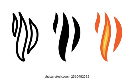 Set of Fire effect cartoon doodle, Vector.