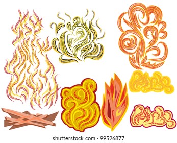 set of fire elements. Vector  illustration