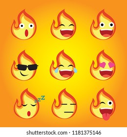 a set of fire emoticon 