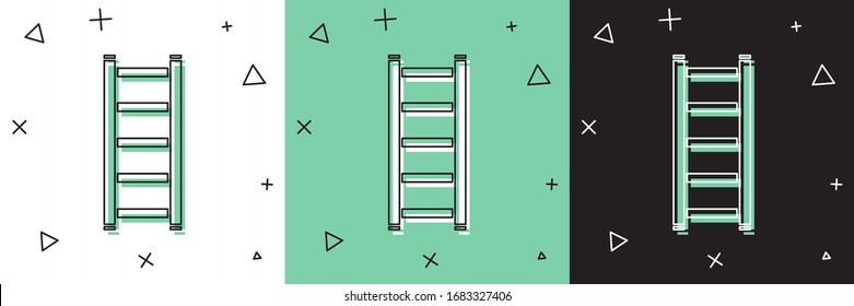 Set Fire escape icon isolated on white and green, black background. Pompier ladder. Fireman scaling ladder with a pole.  Vector Illustration