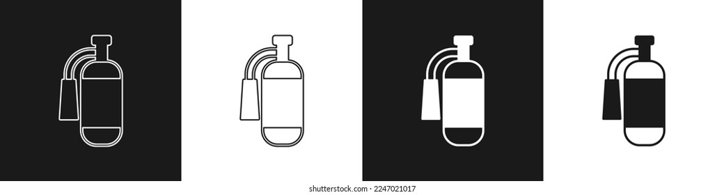 Set Fire extinguisher icon isolated on black and white background.  Vector