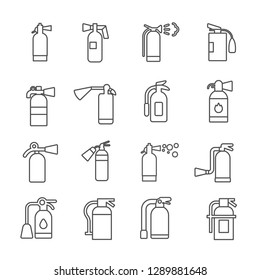 Set of fire extinguisher Related Vector Line Icons. Contains such Icons as fire safety, fire security, extinguisher and etc. - Vector 