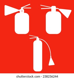 Set of Fire extinguishers isolated icons. Vector. Emergency icons.