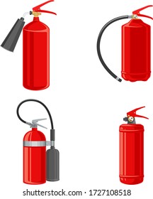 a set of fire extinguishers. isolated pictures of the flat design. icons on a white background