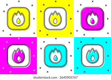 Set Fire flame icon isolated on color background.  Vector