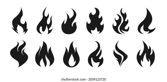 Set Fire Flame Icons Logo Isolated Stock Vector (Royalty Free ...