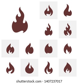 Set of Fire Flame Logo Design Vector Template. Icon Symbol.