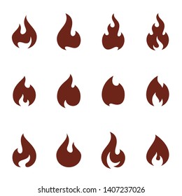 Set of Fire Flame Logo Design Vector Template. Icon Symbol.