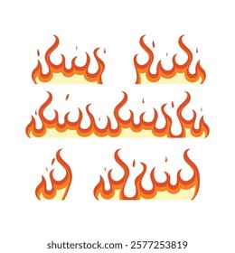 Set Of Fire Flame Vector Design.