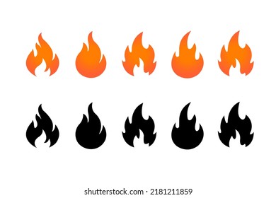 Set of fire flame. Set of fire flame. Vector illustration