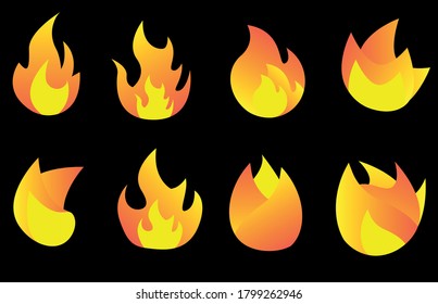 Set of fire flames fire flames set