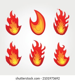 set of fire flames collection gradient color vector illustration	