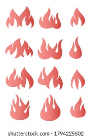 Set of Fire flames icon. Vector illustration.