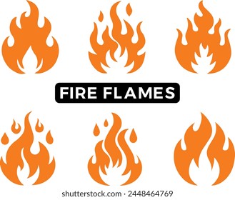 Set of fire flames icons