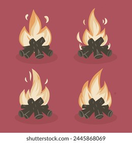 set of fire flames illustration 