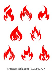 Set of fire flames isolated on white background, such logo. Jpeg version also available in gallery