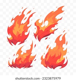 Set of fire flames isolated. Vector fire