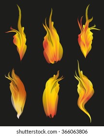 Set of fire flames. Resource icons for games. Vector illustration. It can be used as an element in the game interface.